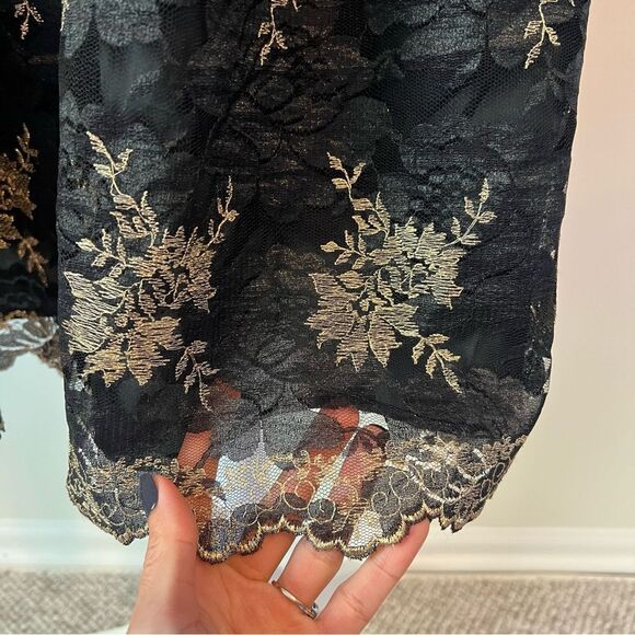 JILL STUART Floral Jacquard A-line Mini Dress NEW Size 6 Black & Gold - Picture 4 of 8